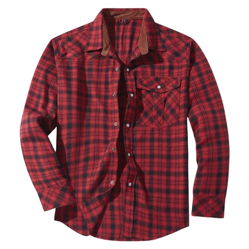 For Men Vintage Buttons Down Plaid Shirt