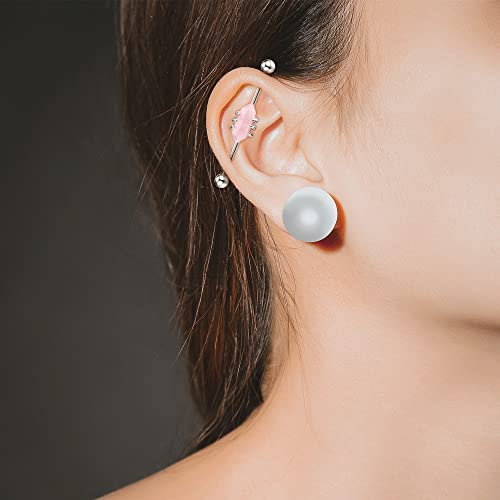 Bopreina 4Pcs 14G Industrial Piercing Bars Stainless Steel 38Mm Barbell Cartilage Earring Natural Stone Barbell Body Piercing Jewellery #TOP5
