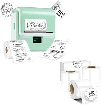 ORGSTA Label Maker Machine with Tape, T003 Thermal Label Maker, 0.8-3.15 Inch Bluetooth Label Printer with 3 Roll White Self-Adhesive 2" Round Thermal Paper, Compatible with Phone & PC