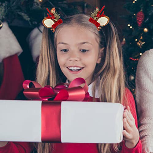 Brinie Christmas Hair Barrettes Reindeer Antlers Hair Clip Bowknot Hair Pins Berry Hair Clips Aligator Clips Deer Ears Hairpins Christmas Headdress For Christmas Supplies Holiday Parties Favors Hair Accessories For Women And Girls (2 Pcs) (Type A) #TOP5