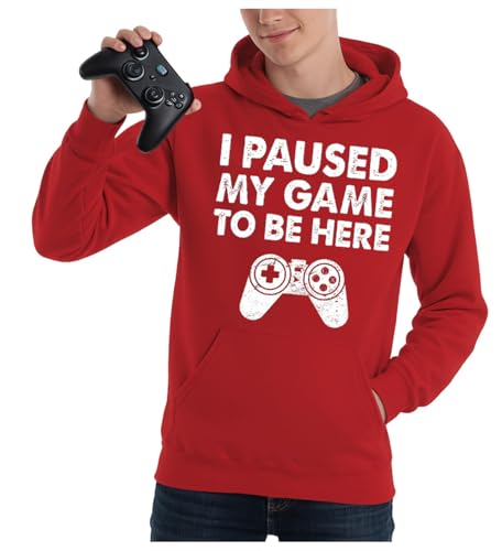 Tstars I Paused My Game Hoodie Men Funny Gamer Teen Boys Video Red XX-Large