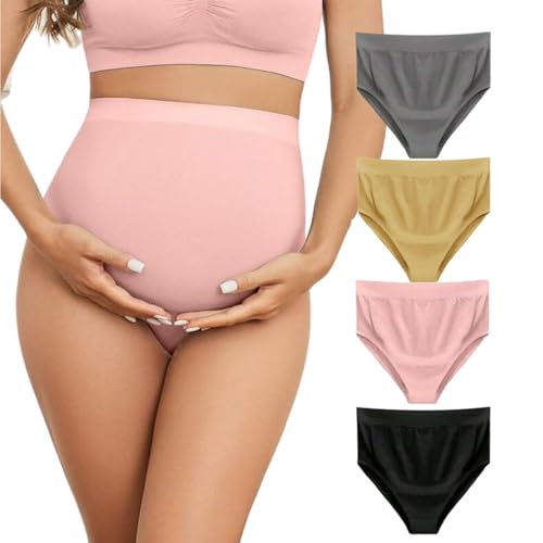 Kit 4 Calcinha Gestante Alta Pós-parto Hot Pants Maternidade Conforto (BR, Alfa, M, Regular, Multicolorido)