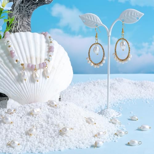 Breloques en perles de culture d'eau douce et boucle dorée pour cadeau DIY - 8