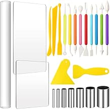 Honoson 24 Pcs Clay Sculpting Tools Kits Polymer Clay Tools DIY Set with Roller, Acrylic Sheet, Scraper Backing Board, Round Circle Shape Cutter, Shaping for Art CraftColorful
