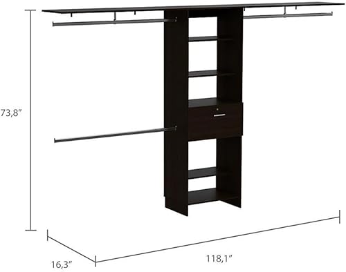 Miniatura 3 de Tuhome - Sistema de armario Plego de madera de ingeniería moderna negra de 70 pulgadas de ancho - 118 pulgadas de ancho