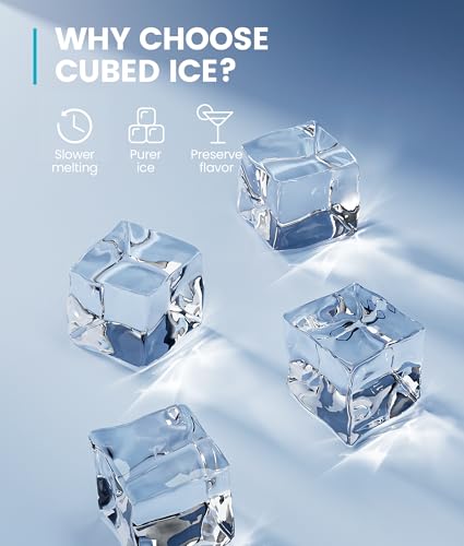 ecozy Ice Cube Makers Countertop, 33lbs Per Day Portable Ice Machine, Self-Cleaning Ice Maker Machine with 1.5L External Water Tank for Home Office Party Bar