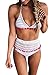 Aleumdr Women 2 Piece Tankini Lace Trim Flower Swimwear - US14-16/XL - Blue3