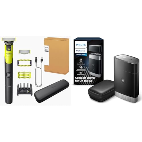 Philips Norelco Travel Groom Duo includes Compact Shaver + OneBlade 360 with Connectivity Face + Body, Electric Beard Trimmer, Shaver and Body Groomer with 5in1 Comb, Body Attachment, Travel Case