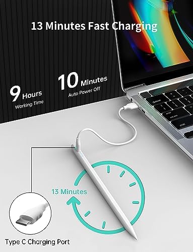 MEKO Stylus Pens for ipad 2018-2022, 13 Minutes Fast Charging iPad Pencil with Palm Rejection, Tilt Sensitivity, Compatible with iPad Air 3-5, iPad Mini 5/6, iPad 6-10, iPad Pro 11", iPad Pro 12.9"