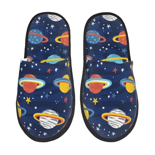 Planets And Stars Print House Slippers For Women And Men,Soft Slippers With Memory Foam,Non-Slip Indoor Home Shoes