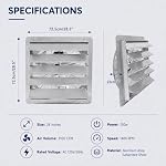24'' Shutter Exhaust Fan, Wall Mounted Automatic Louvers - Image 2