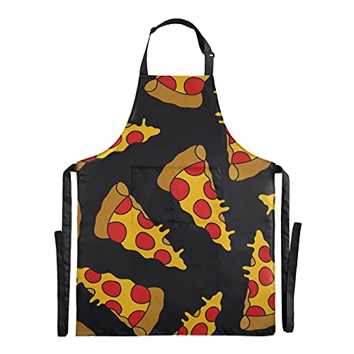 ALAZA Pizza Doodle Ajustable Bib Aprons for BBQ Drawing, Women Men Chef,Massage Therapist