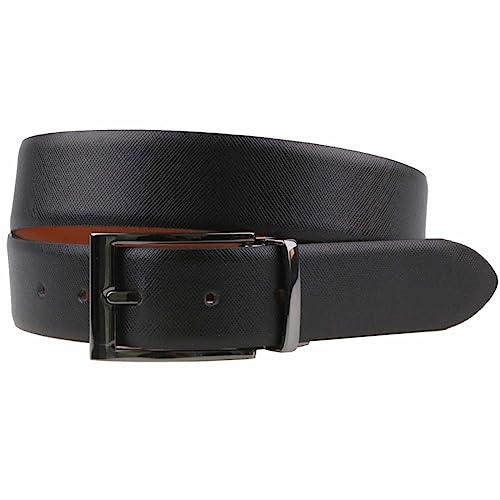 Ceinture en cuir LLOYD reversible noir et brun cognac de qualite