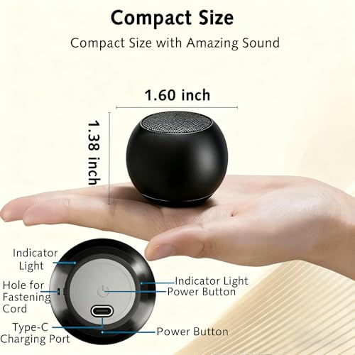 Image of Portable Mini Bluetooth Speaker, Small Wireless Speaker Bluetooth 5.3 with Stereo Sound, Deep Bass, TWS Pairing, IP7 Waterproof, 8 Hours of Playtime, for Home /Outdoor /Party /Travel /Gift Ideas