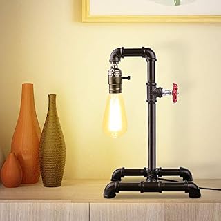 Edison Desk Lamp, Industrial Table Lamp, Steampunk Wrought Iron Pipe Lamp for Nightstand