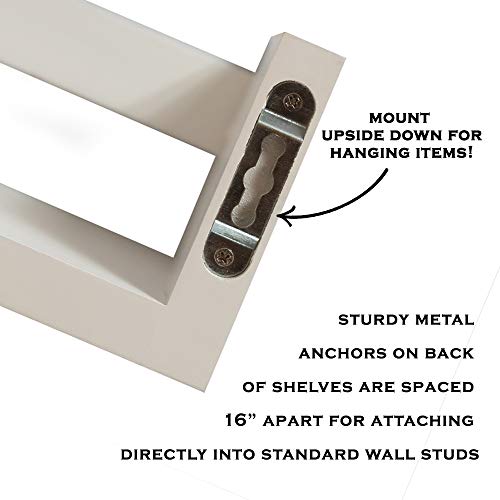 Set Of 2 Classic White Floating Shelves, Farmhouse Nursery Book Shelves Wall, Floating Shelves White Organizer, White Wall Shelves Decor Cute Wall Bookshelf For Kids Hanging White Shelves For Wall #TOP2