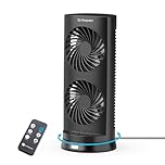DR.PREPARE Desk Fan USB DC Tower Cooling Fan with Remote Control, DC Motor Portable Oscillating Fan, 3 Speeds, Dual Air Circulation, 110° Oscillation, Table Fan for Bedroom Dorm Room Office Desktop