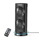 DR.PREPARE Desk Fan USB DC Tower Cooling Fan with Remote Control, DC Motor Portable Oscillating Fan, 3 Speeds, Dual Air Circulation, 110° Oscillation, Table Fan for Bedroom Dorm Room Office Desktop