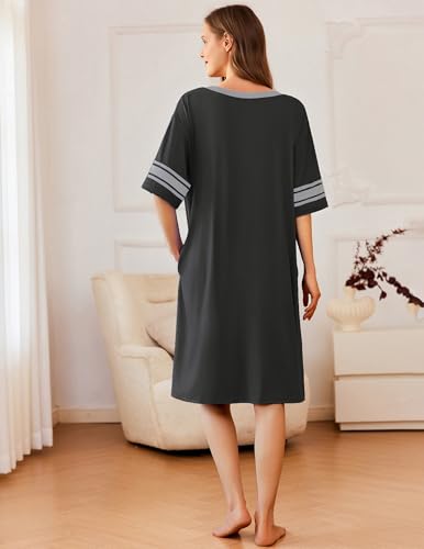 Ekouaer Women Zipper Robe Short Striped Sleeves Lightweight Robes Color Block Bathrobe Soft Sleepwear with Pockets S-3XL4