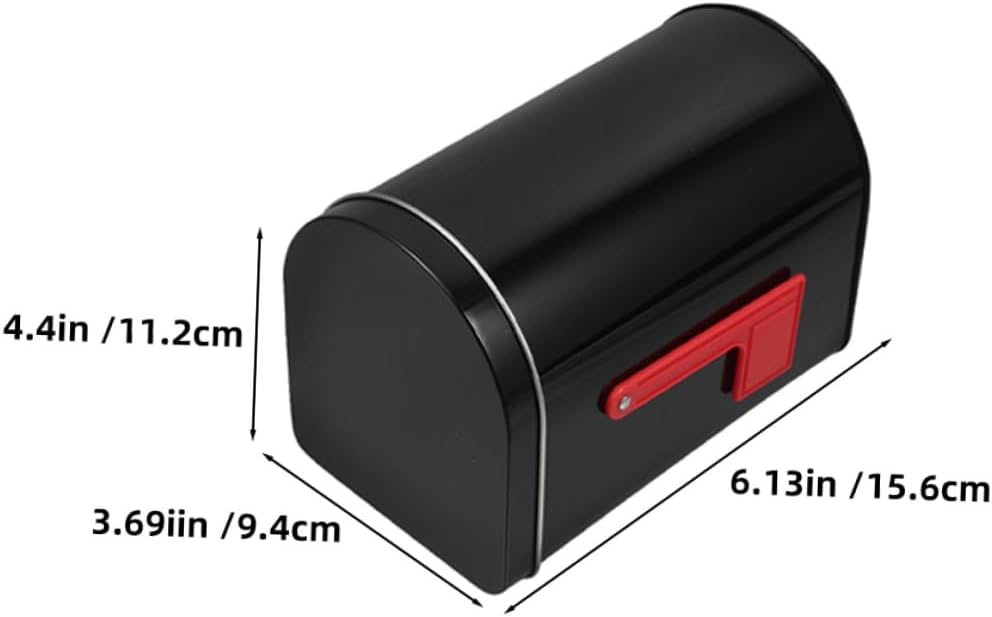 ERINGOGO Mailbox Candy Box Set, 4pcs Tinplate Rectangular Metal Storage Containers with Lid, Freestanding Decorative Candy Case for Christmas Party and Holiday Treats, Black and White