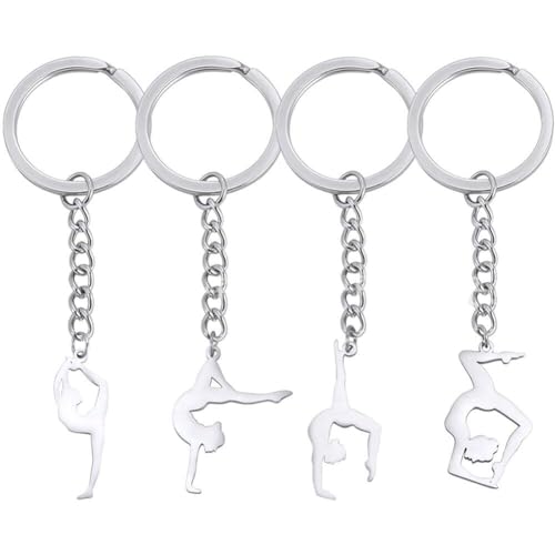 4 Pcs Gymnastics Schlüsselbund, Fitness Sport Schlüsselbund Gymnastik Anhänger Schlüsselkette Ring Für Frauen Männer Handtasche DIY Accessorie