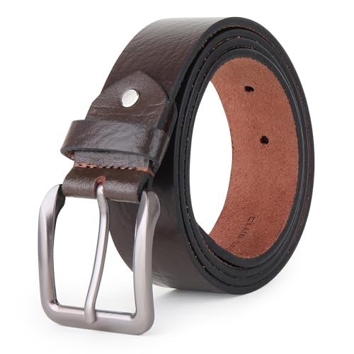Image of Men's Full Grain Leather Belt (1.5 inch inch) with Durable Metal Buckle for Everyday Formal & Casual Wear Belts in Brand Gift Box ||Color : Black /Brown, Size : 26 to 46||