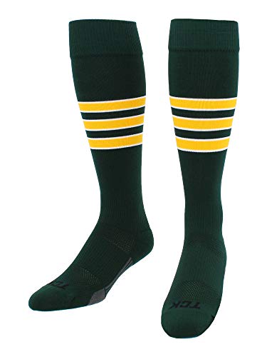 Tck Performance Baseball/Softball Socks (Dark Green/White/Gold, Small) #TOP1