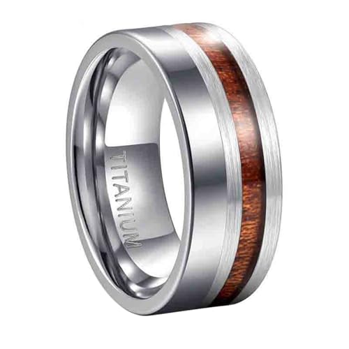 Bague de fiançailles titane plate anti-rayure alliance bois confortable t56.5