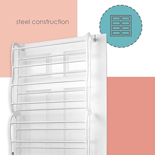 Sunbeam Metal Over The Door Shoe Organizer (White) / By Home Basics | Shoes Organizer For Door / Fits Standard Bedroom Door By Home Basics #TOP1