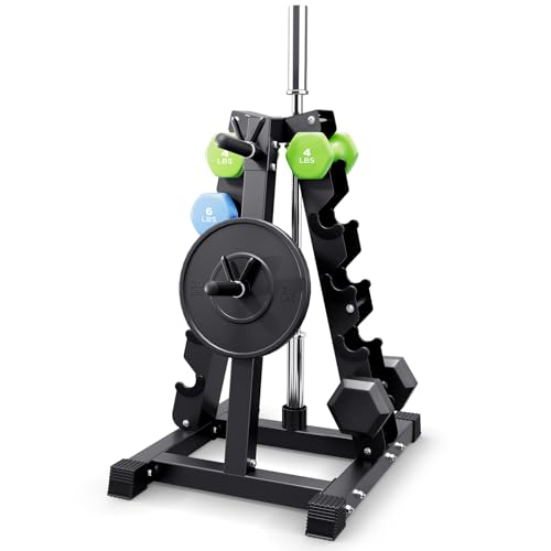 Image of YOLEO Dumbbell Rack, Adjustable & Compact Weight Rack for Dumbbell, Kettlebell, Barbell, Heavy Duty Weight Storage Organizer, Space-Saving Dumbbell Storage Stand Holder for Home Gym - 1100LBS Capacity (Rack Only)