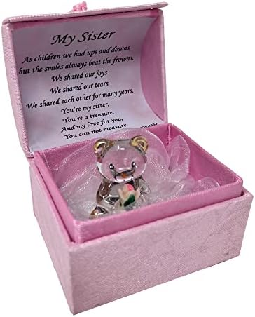 Treasure Chests Enclosing Crystal Figurines, Engraved with a Personalised Poem | Memorial Congratulations Gift for Special Occasions Including Birthday, Christmas, etc (My Sister)