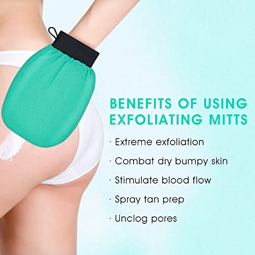 Sibba 2 Pieces Exfoliating Mitt Natural Viscose Korean Deep Body Scrub Exfoliating Glove Bath Shower Washcloth Removes Dead Skin Loofahs Sponges Fake Tan Remover #TOP4