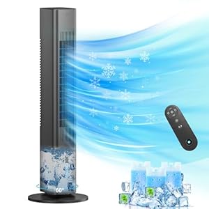 Windowless Portable Air Conditioner Ac Units with Remote, Evaporative humidifier Air Tower Cooling Fan, Small Indoor Outdoor Oscillating Swamp Cooler 7H Timer, Large Black