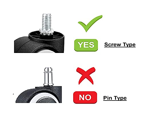 Image of CIRAMA Premium Office Chair Nylon Twin Wheel Castor Screw Type /Thread Type Wheels for Study Computer GamingRevolving Chairs - Load Capacity - 150 kg (50 mm 3x8 Thread, Black & White) (5)