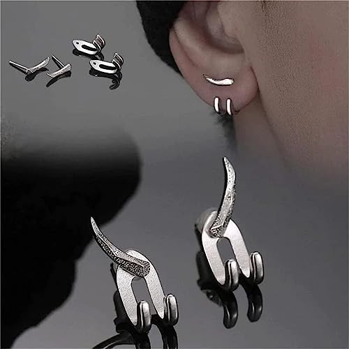 Bijoux Punk Vintage Boucles Détachables Doubles avec Clous et Crochet Griffe - Cadeau Hommes 2023