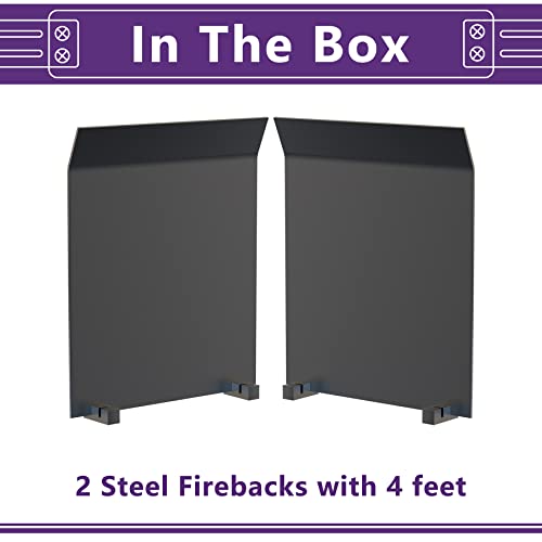 Mxclimate Adjustable Fireback With Support Legs, Heavy Duty Fireplace Wall Protector And Heat And Radiant Reflector, Flexible Reflecting Angle, Fits Firebox Width From 13" To 26", 2 Pack, Black #TOP7