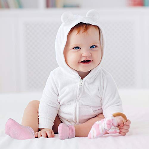 Jakidar 6 Pairs Baby Socks Thick Warm Socks For Infant Newborn Cotton Sock Shoes, Pink White Blue 0-3M #TOP1