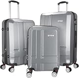 BRUBAKER Coffret de Bagages New York – Set de 3 Valises de Voyage avec Un Cabine – Malettes Rigides avec Cadenas à Code, 4 roulettes et Poignées Ergonomiques – Trolleys en ABS (M, L, XL – Gris)
