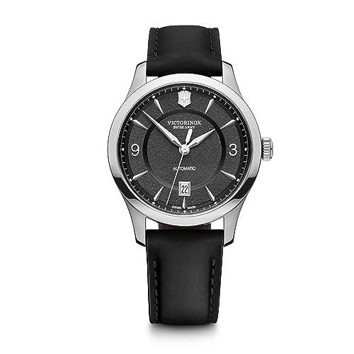 Victorinox Alliance Mechanical Watch with Black Dial with Black Leather Strap - Timeless Wristwatch