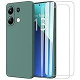 MOONESS kompatibel mit Xiaomi Redmi Note 13 4G 6,67 Zoll Hülle,Handyhülle für Xiaomi Redmi Note 13 4G mit 2 Stück Schutzfolie,Liquid Silikon TPU Schutzhülle Dünn Backcover - Dunkelgrün