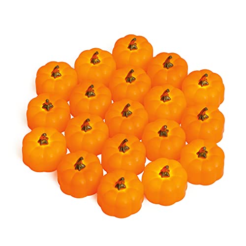 Pumpkin Tea Lights, 12 Pack Halloween Candles Battery Operated LED Tealight, Led Flickering Orange Pumpkin Tealights, Flameless Candles for T hanksgiving Decoration, Party, Christmas Lights