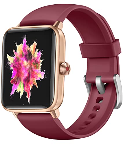 Dirrelo Smart Watches For Women, Smart Watch For Android Phones Iphone Compatible, 1.55 Inch 5Atm Waterproof Men Fitness Watch Heart Rate Monitor/Sleep/Step Tracker/Blood Oxygen Monitor, Wine Red #TOP9