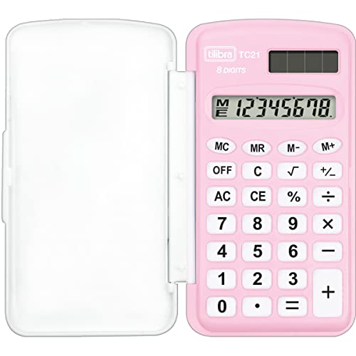 Tilibra - Calculadora de Bolso 8 Dígitos, TC21, Rosa