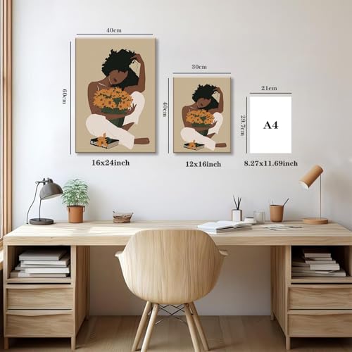 TUEASKY 3 Piece Canvas Wall Art Black Girl Wall Art Black Woman Paintings Prints Boho Pictures Wall Decor for Bathroom by TUEASKY - Image 5