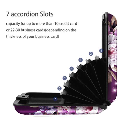 Credit Card Holder For Women,Rfid Blocking Slim Hard Mini Flowers Card Case Id Case Travel Wallet Purple #TOP6