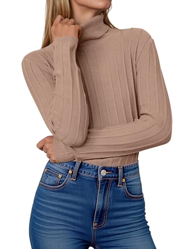 ANRABESS Turtleneck Sweaters for Women 2025 Fall Long Sleeve Dressy Casual Slim Soft Fitted Basic...
