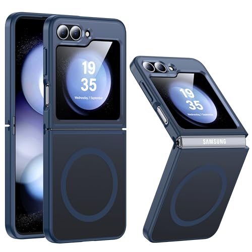 Image of [NO.1 Magnetic for Samsung Galaxy Z Flip 6 Case with MagSafe[Anti-Fingerprint][Translucent Matte][Military Grade Drop Tested] Slim Hard Case Soft Silicone Bumper for Samsung Flip 6 Case,Blue