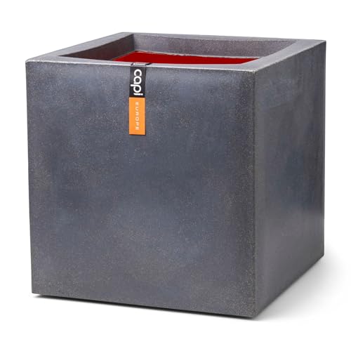 CAPI EUROPE - Planter square Smooth NL - 30x30 - Dark grey - Opening Ø24 - Pot for indoor and outdoor use - Shatterproof - 100% recyclable - KDG902