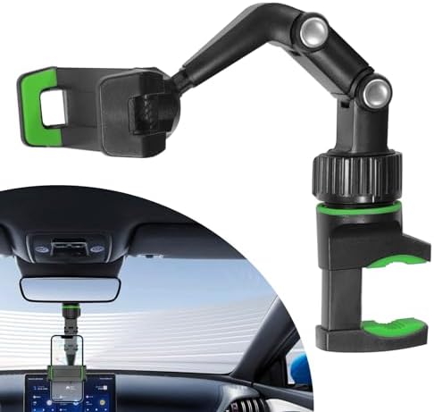2023 New Multifunctional Rearview Mirror Phone Holder, 360° Rotatable Car Phone Holder, Suitable for Cell Phones and GPS, Retractable and Adjustable Universal Car Holder, Suitable for iPhone, Android