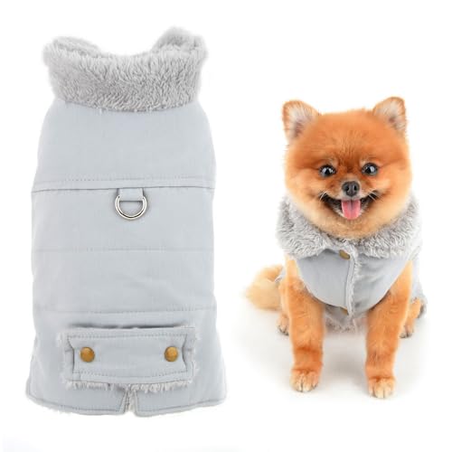 SMALLLEE_LUCKY_STORE Fleece Lined Dog Trench Coat for Small 